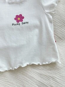 Baby Girl Casual Summer Colorful Striped & Flower Pattern Short Sleeve Top 3pcs Outfit Set - Multicolor - View 6