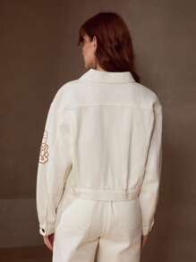 MOTF PREMIUM EMBROIDERY BUTTON UP DENIM JACKET