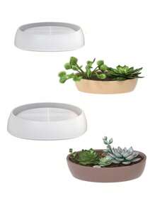 DIY Concrete Candle Boat Silicone Mold Elliptical Cement Clay Gypsum Flowerpot Mold Storage Tray Candle Cup Silicone Mold Epoxy Resin Drip Mold - White silicone mold - View 3