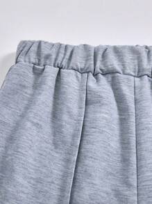 SHEIN Explorewe 1pc Boys Casual Cargo Style Relaxed Fit Sweatpants, Elastic Waist, Side Pockets, Regular Thickness, Light Gray, Everyday Wear, Summer Loose Pants Grey Pants Fall Winter - Light Grey - View 6