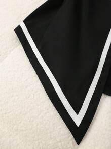 SHEIN Clasi Plus Size Women Casual Simple Contrast Color Design Thin Jacket Winter Fall Autumn - Black - View 4