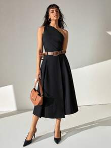 CLARA VERO Women Solid Color Belted Detailed Skirts - Black - View 5