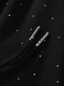 ROMWE MEN Street Life Conjunto de camisetas de manga corta con incrustaciones de rhinestones para hombres, adecuado para uso diario, primavera y verano - Negro - Ver 5