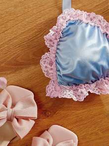 PetitDoll بيجامات نسائية راحة وجميلة مزينة بالقلوب - الأزرق - مشاهدة 3