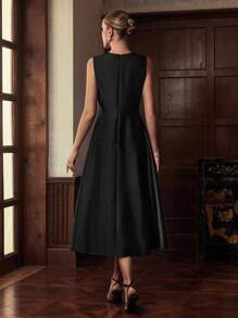 ZEYLAH Elegant Sleeveless Design Collar Long Dress, Suitable For Spring And Summer - Black - View 3