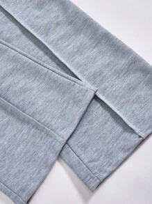 SHEIN Explorewe 1pc Boys Casual Cargo Style Relaxed Fit Sweatpants, Elastic Waist, Side Pockets, Regular Thickness, Light Gray, Everyday Wear, Summer Loose Pants Grey Pants Fall Winter - Light Grey - View 5