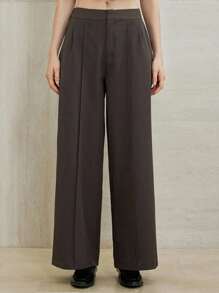 Aveloria Modichic 高腰阔腿裤，高腰设计提升腰线，复古款经典耐穿，亲肤面料，适合多种场合和日常通勤 - 深灰色 - 查看 3