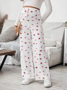 SHEIN Allover Print Casual Pants, Minimalist Style, Suitable For Daily Wear Maternity Trousers - Multicolor - View 6