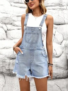 EMERY ROSE Plus Size Women Summer Casual Bib Overall Denim Jumpsuit