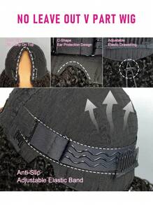 Afro Curly 22-28 Inch Natural Black Color V Part Wig Machine Made Human Hair Neat Natural Looking High Density - SNatural - View 10