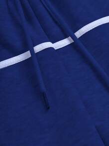 PAVTROS Manfinity Streetrush 2pcs Men's Casual Loose Waistband Print Drawstring Summer Shorts - Royal Blue - View 5