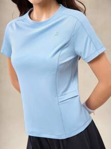 OutZeal Women Outdoor Tee Work Gym Wear Summer UV Protection Cool Touch Round Neck Feature Pocket - Blue - View 9