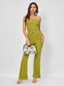 SHEIN SXY 女士手包，刺绣图案，串珠，时尚优雅，简约个性，用途广泛，适合海滩、度假、节日、夏季、海边、海滩派对、约会、日常、购物、下午茶 - 軍綠色 - 查看 3