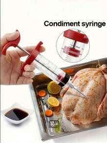 SHEIN 1PC Kitchen Turkey Meat Syringe, Juicy Tube Turkey Kebab Injection Needle Injection Tool For Turkey, Meat And Smoked Barbecue For Spreading Sauces, Grilling, Seasoning, Cooking Gadgets