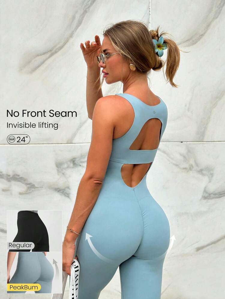 24" FeatherFit™-Air Backspin Butt Scrunch Removable Cups Bodysuit Romper Low-Impact Yoga Pilates Studio Daily Casual Wear