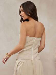 L'Amorae Damen Sommer Lässig einfarbiges Träger-Crop-Top