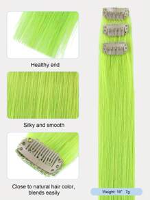 9AM Hair Colored Clip In Hair Extensions 100% Real Human Hair 18 Inch 3 Chiếc Đỏ/Xanh Dương/Xanh Lá/Hồng/Cam Vô Hình Thẳng Highlight Nhiều Màu Sắc Tóc Giả Cầu Vồng Cho Phụ Nữ/Bé Gái - Nhiều màu - Xem 6
