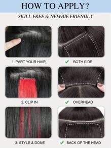 9AM Hair Colored Clip In Hair Extensions 100% Real Human Hair 18 Inch 3 Chiếc Đỏ/Xanh Dương/Xanh Lá/Hồng/Cam Vô Hình Thẳng Highlight Nhiều Màu Sắc Tóc Giả Cầu Vồng Cho Phụ Nữ/Bé Gái - Nhiều màu - Xem 9