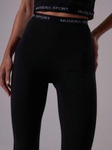 Musera Sport Letter Graphic Seamless Sculpt Fitted Sports Leggings Active Gym Workout Summer Padel Club