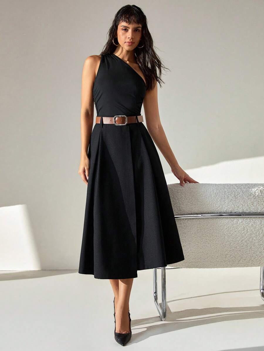 CLARA VERO Women Solid Color Belted Detailed Skirts - Black - View 1