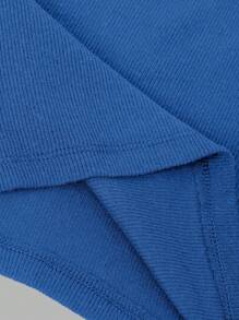 EURMUSE Cotton 2pcs Women Solid Color Ribbed Casual Tank Tops With Round Neck - Blue and White - View 5