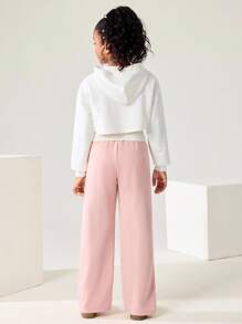 JNSQ 3 قطع طقم ملابس للفتيات المراهقات، بلوزة هودي كم طويل مع سترة صدرية وبنطلون رياضي فضفاض 3 قطع، مناسب للارتداء اليومي، الأنشطة الخارجية، العطلات، الملابس الشارعية، الحفلات والملابس الكاجوال - متعدد الألوان - مشاهدة 2