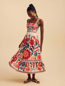 Travachic 夏季度假休闲花卉印花吊带背心连衣裙 - 彩色 - 查看 4