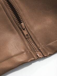 DAZY Women's Short PU Leather Jacket, Street Style, Autumn/Winter,Fall Women Clothes - Brown - View 6