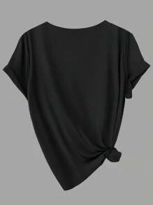 Easura 大码休闲纯色短袖上衣、基本款 T 恤 - 彩色 - 查看 5