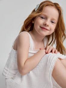 Ontre Set de 2 piezas, blusa con volantes y falda para niña - Blanco - Ver 6