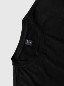 ROMWE MEN Street Life 男士蝙蝠袖印花短袖T恤，适合日常穿着，万圣节 - 黑色 - 查看 7