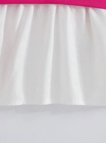 Young Girls 2 Pieces Set, Pearl Decor Fitted Long Sleeve Shirt & Slim Flared Pants, Spring/Autumn Fall Winter - Hot Pink - View 5