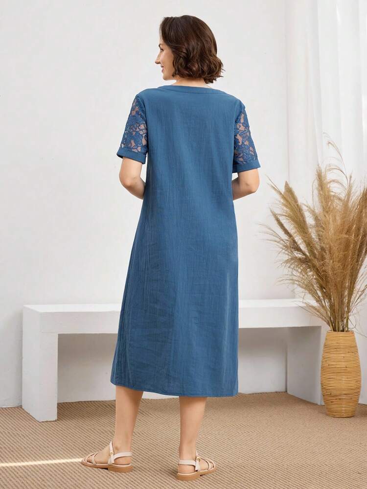 Women's Spring And Summer Lace Patchwork Daily Casual Dress