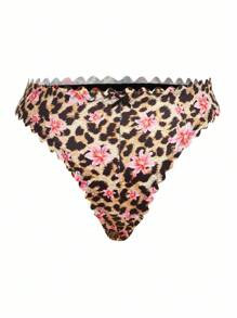 5pcs/Pack Plus Size Leopard Print Animal Pattern Comfortable Briefs & Thongs - Multicolor - View 7