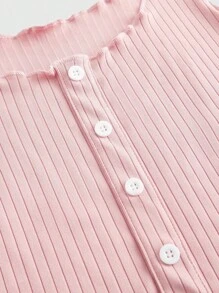 ROMWE Summer Casual All-Match Comfortable Ribbed Stripe Sleeveless Top And Shorts Women Pajama Set - Dusty Pink - View 6