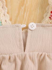 SHEIN 1pc Baby Girls' Sleeveless Romper, Casual Loose Open Crotch, Comfortable & Soft, Fashionable Everyday/Travel Wear, Summer New Arrival