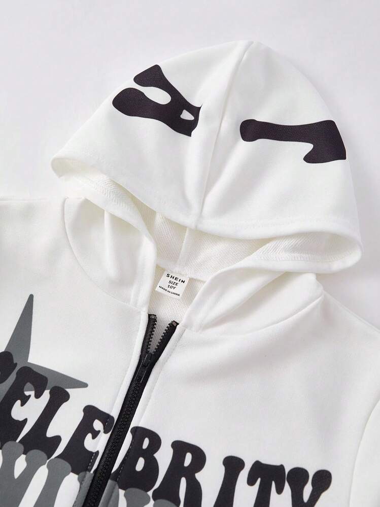 2 Pack Freizeitmode für Jungen im Teenager-Alter, Kapuzenpullover mit College- und Graffiti-Muster und weite Hosen. Geeignet für Kinderoutfits, Kleinkind Jungenkleidung, passend für Geburtstagsfeiern, Abendveranstaltungen, Aufführungen, Hochzeiten, Taufen, Eröffnungszeremonien. Geeignet für den täglichen Gebrauch, Schule, Reisen, Sport, Frühling, Herbst und Winter. - Weiss - Übersicht 5