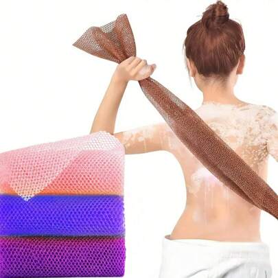 1개 아프리카 메쉬 긴 메쉬 목욕 스펀지 각질 제거 샤워 바디 워시 등 세척 피부 매끄럽게, 핑크, 노랑, 보라 아프리카 샤워 스펀지 아프리카 메쉬 긴 메쉬 샤워 스펀지 각질 제거 샤워 바디 스크러버 등 세척 심리스 피부, 일상적 사용에 완벽, 마이크로파이버 나일론...