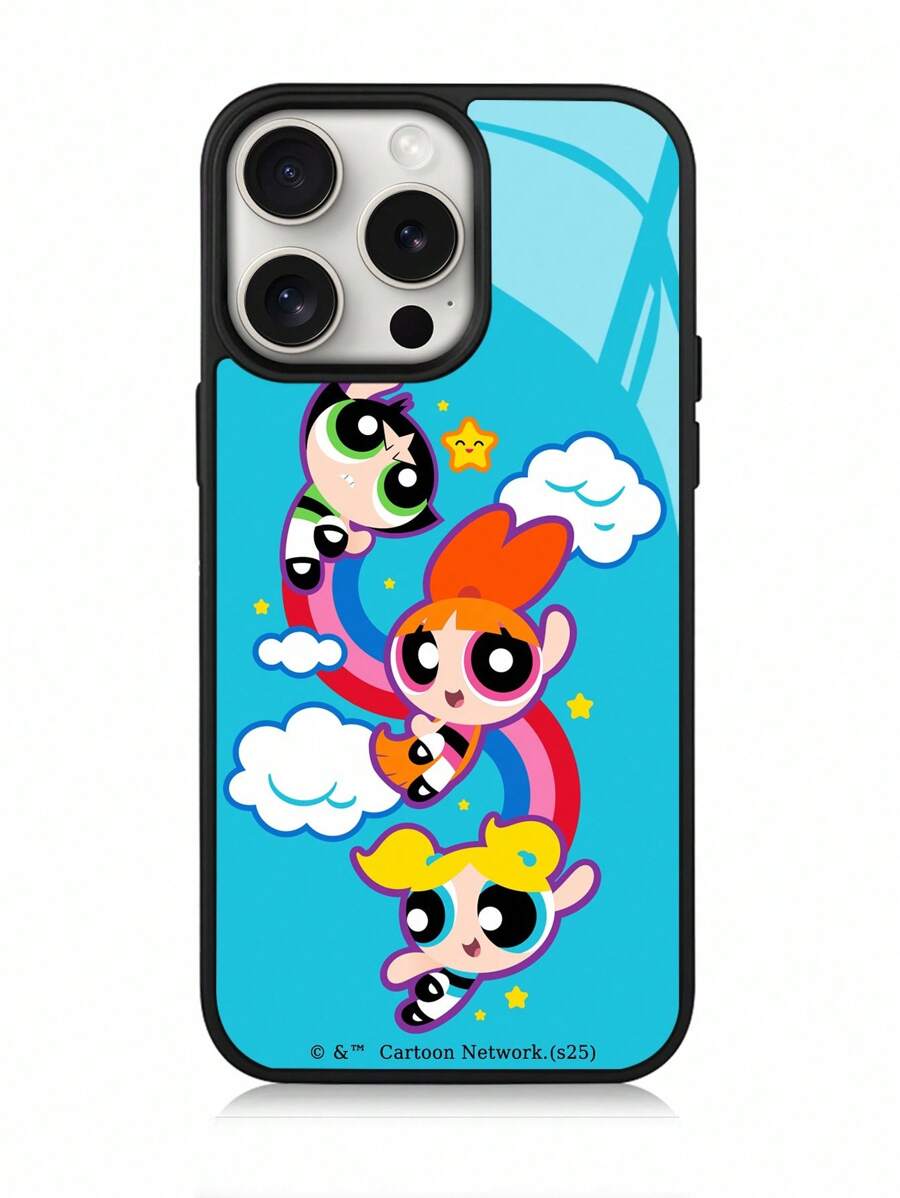 THE POWERPUFF GIRLS X SHEIN 花朵、泡泡、毛茛图案可爱时尚手机壳