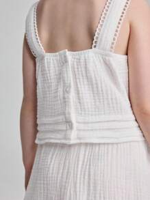 Ontre Set de 2 piezas, blusa con volantes y falda para niña - Blanco - Ver 3