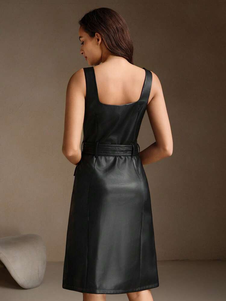 Robe moderne, classique, urbaine et polyvalente  doux, col carré, taille cintrée, sexy et , pour l'automne/hiver