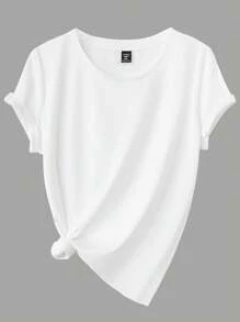 Calvaya Plus Size Solid Color Crew Neck Short Sleeve Casual T-Shirt - Multicolor - View 4