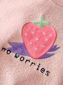 SHEIN 2-Pack Baby Girl Fashion Cute Strawberry Pattern Embroidered Long-Sleeved Top And Pants Set Suitable For Autumn And Winter Daily Wear Fall - Pink - View 6