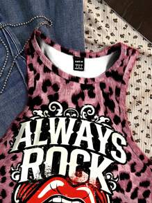 SHEIN EZwear Always Rock Retro Leopard Print Plus Size Casual Tank Top For Women, Suitable For Summer - Multicolor - View 3