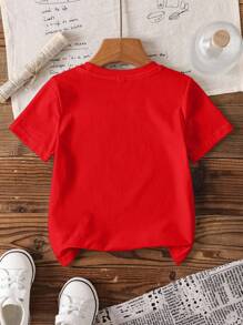 Rubble X SHEIN 小男孩卡通小狗印花圆领短袖T恤