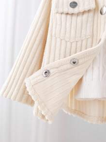 SHEIN Baby Girl Front Button Pocket Casual Versatile Long Sleeve Jacket,In Fall/Winter - Beige - View 11