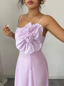 Elenzga Women's Elegant Charming Romantic Sleeveless Floral Print Bodycon Maxi Dress, Perfect For Dates, Parties, Beach Photos, Summer High-End Dress - Mauve Purple - View 4