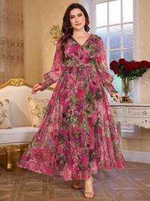 Modelyn 全新优雅奢华V领长袖喇叭长裙