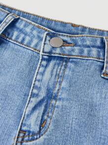 SHEIN Girlism شورت جينز مقطع بخصر منخفض مغسول بلون أحادي للمراهقات في الربيع والصيف، شورت جينز مقطع للشاطئ والحفلات الموسيقية والمهرجانات البوهيمية الصيفية، شورت جينز مقطع، شورت جينز، شورت جينز مشوه، شورت جينز للنساء، شورت جينز بخصر منخفض