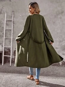 EMERY ROSE 女式纯色长袖单排扣长款休闲常规夹克